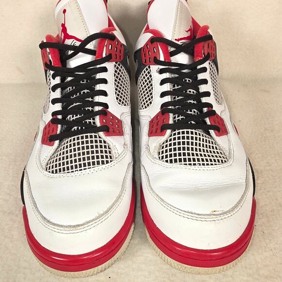 Nike Air Jordan Retro 4 308497-110 White/Red/Black Shoes Men's 8.5 Fire Red EUC - Picture 5 of 16